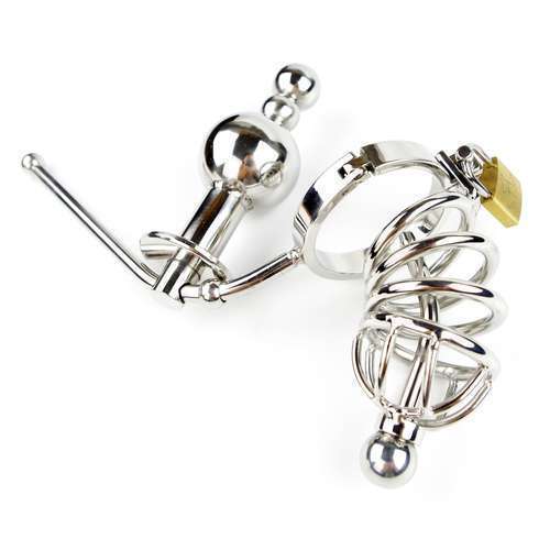 Chastity Cage Urethral Tube With Anal Plug
