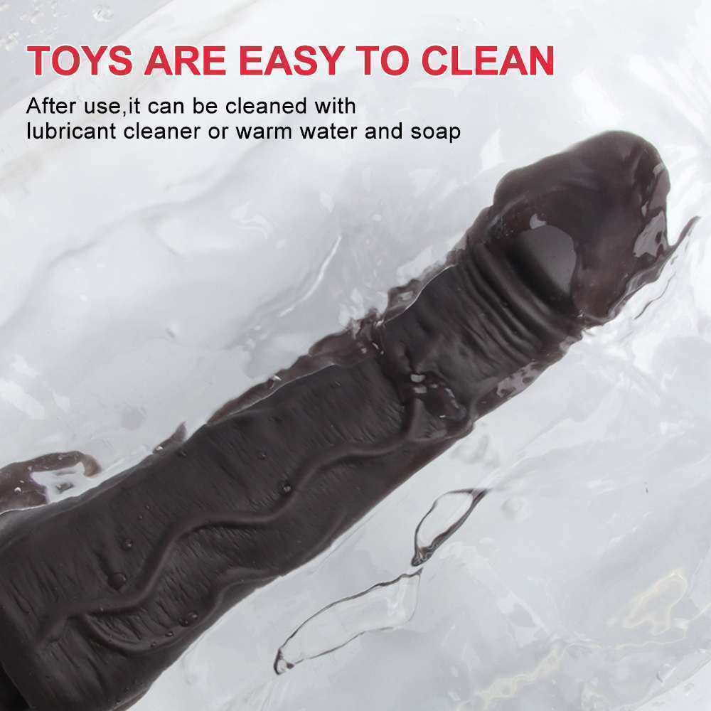 4 in 1 Realistic Dildo 9.4 inch Heating/Vibration/Rotation/Telescopic - Black Knight