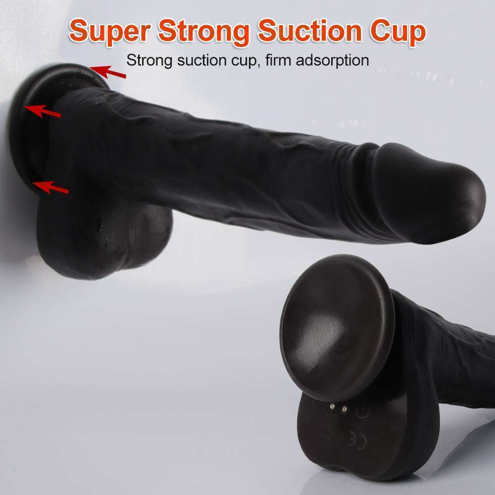 4 in 1 Realistic Dildo 9.4 inch Heating/Vibration/Rotation/Telescopic - Black Knight