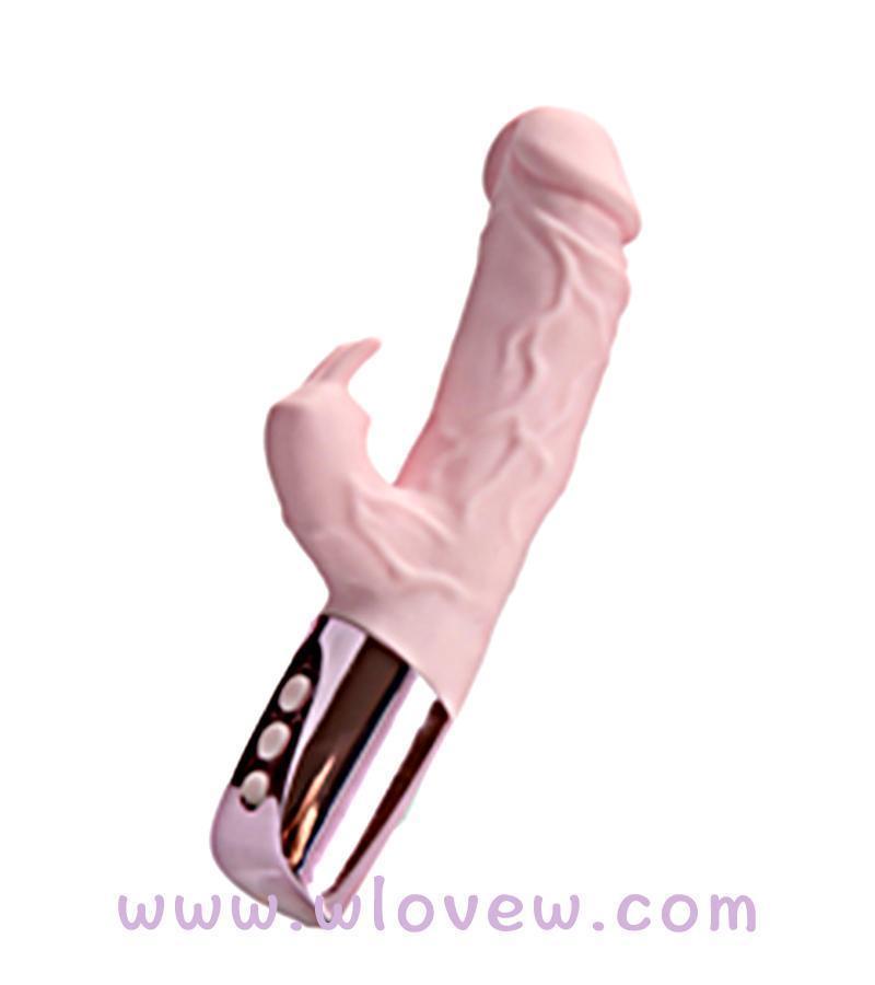 Rabbit pulse, impact, G-point double headed vibrator sex toys,Light pink