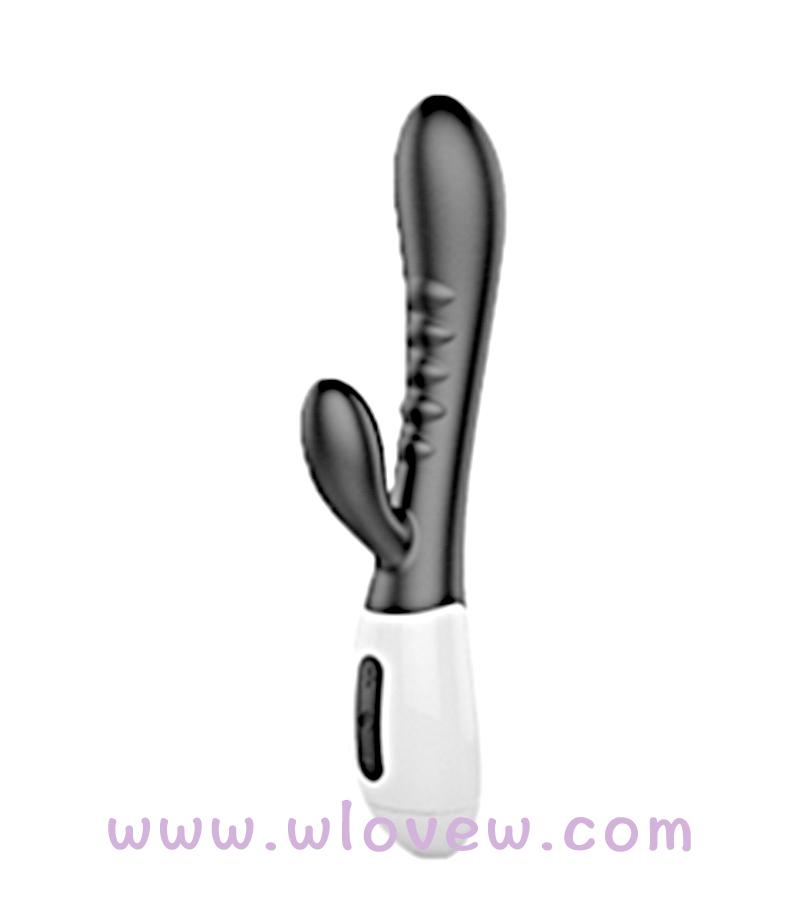 G-point vibrator rabbit double head vibrator double motor fun massage stick,black