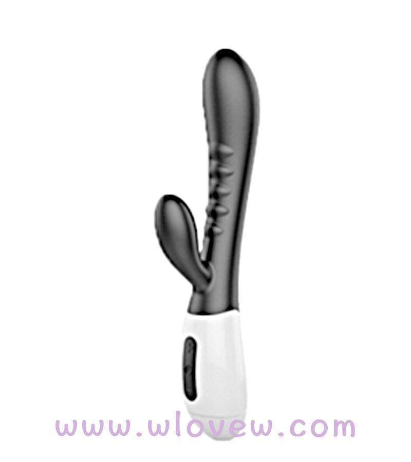 G-point vibrator rabbit double head vibrator double motor fun massage stick,black