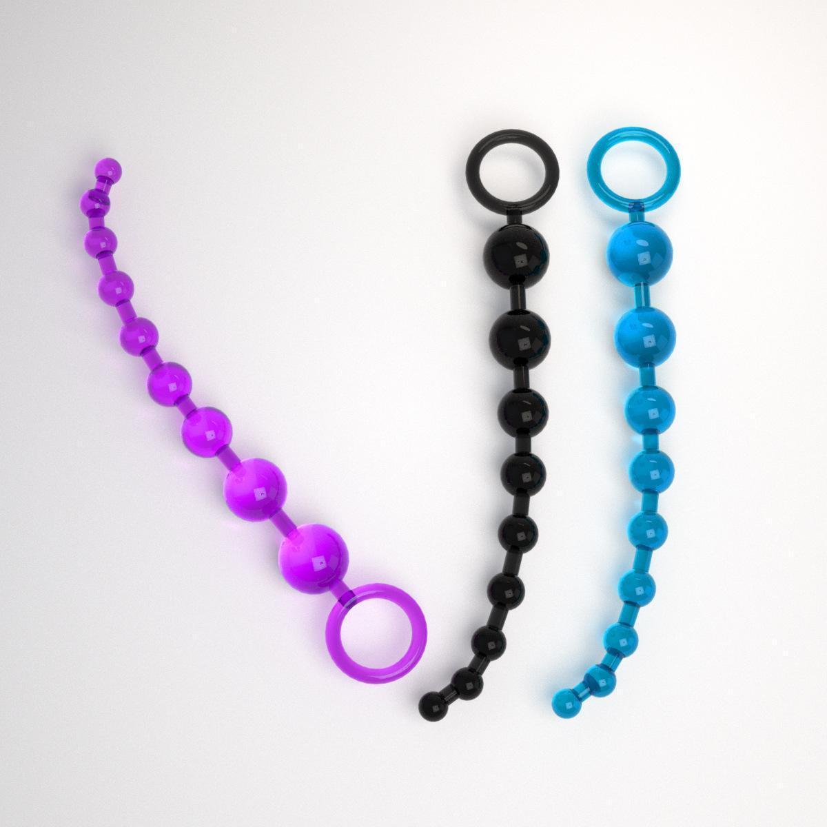 Pull bead anal plug (black,purple,blue)