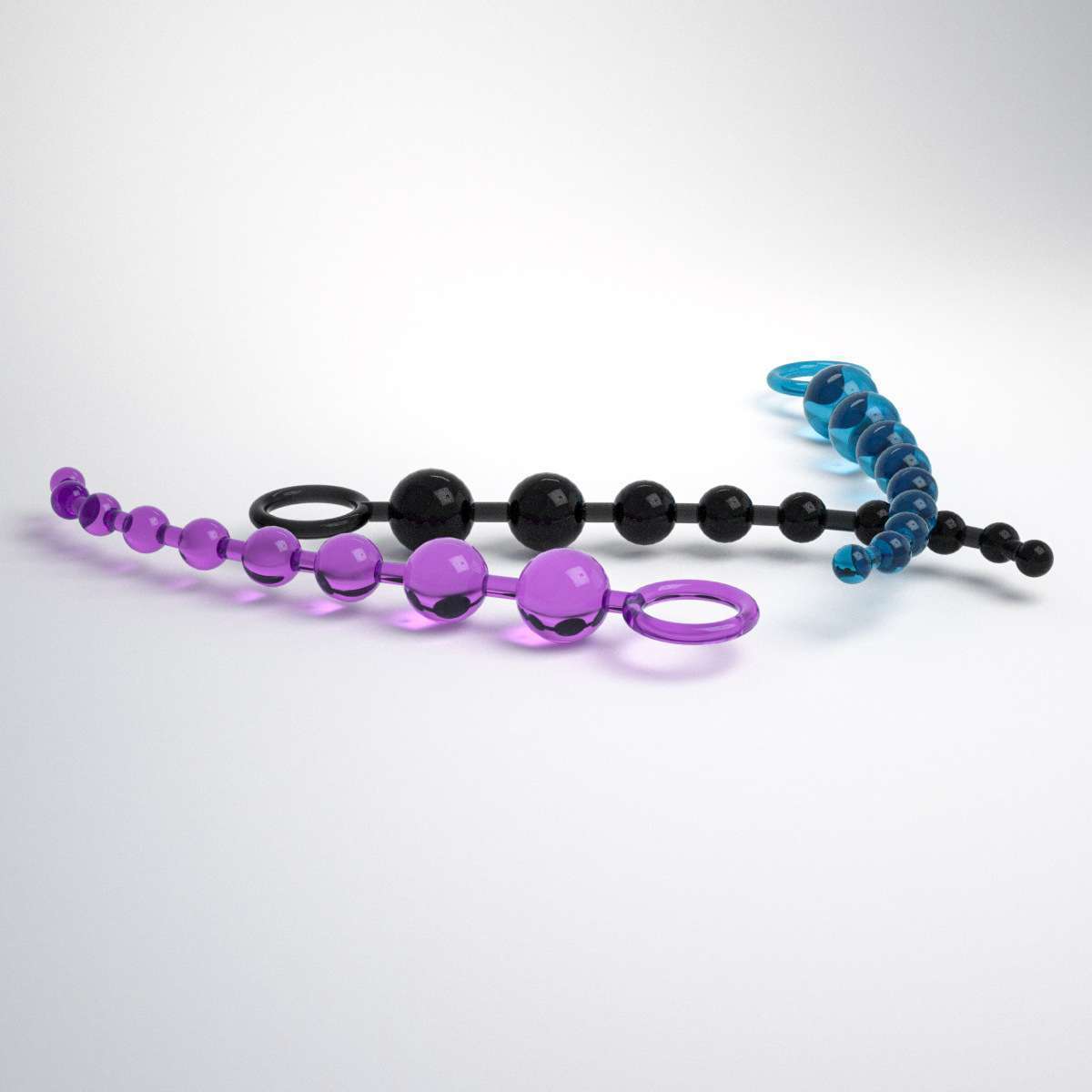 Pull bead anal plug (black,purple,blue)