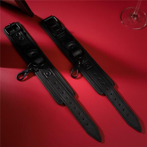 SM bondage handcuffs soft leather black