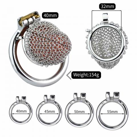 Metal Chastity Cage Mesh Male Locks Devices - Cage Length:  40 mm/1.6 inch (S)