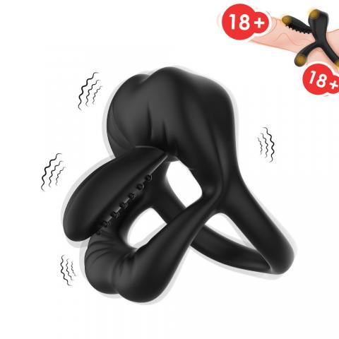 Lips Tongue Erection Enhancer Vibration Cock Ring 9 Frequency Vibration