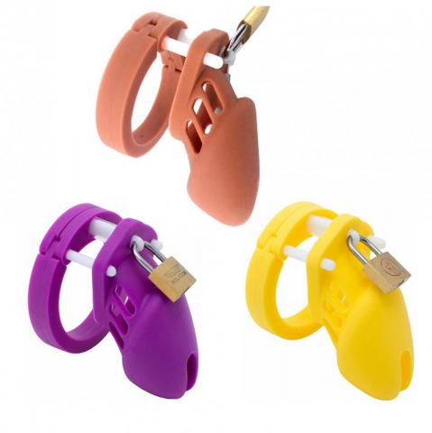 Silicone CB6000s Chastity Devices In Brown/Purple/Yellow