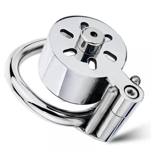 Canned Male Chastity Cock Cage with Urethral Plug