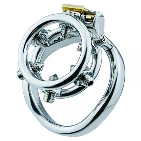 Rivet Screw Double Ring Chastity Lock Cage