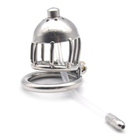 Chastity Device Cage with Catheter Tube