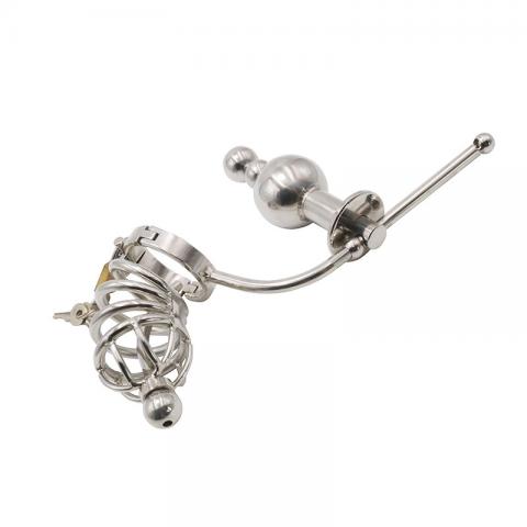 Chastity Cage Urethral Tube With Anal Plug