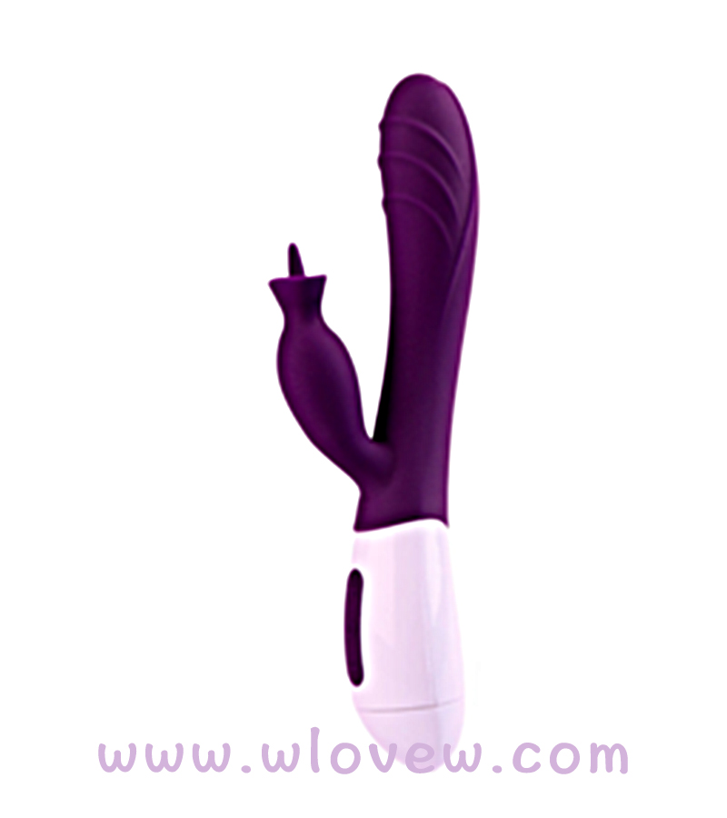 Silicone G-point vibrator, female tongue licking Masturbator