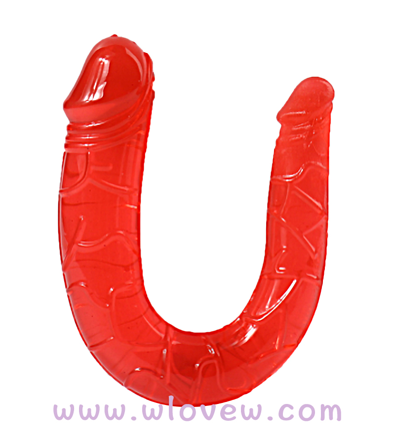 Red double headed pvc clear dildo 12*3cm