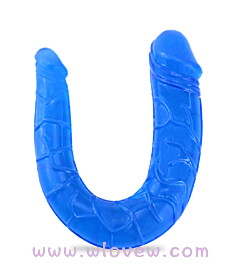 Blue double headed clear dildo 12*3cm